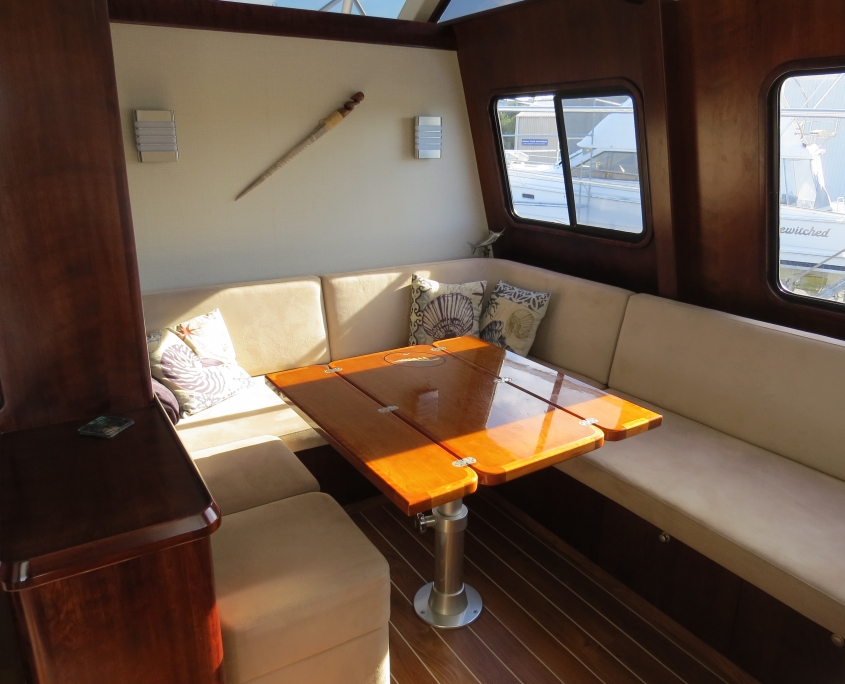 Image showing a restored lounge interior of a boat installed by Harkin Boat Builders